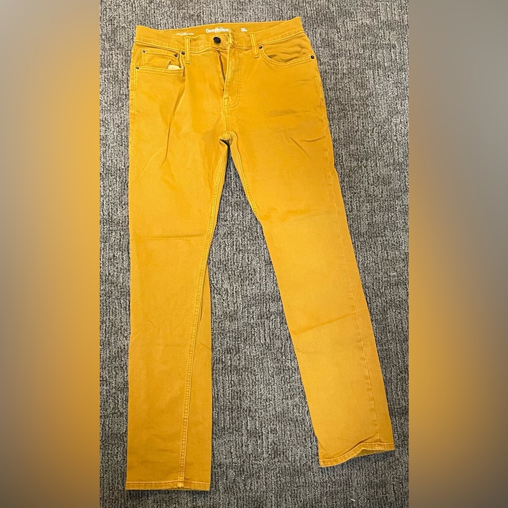 Goodfellow (Target) 32x32 slim flex jeans. Gold/dark yellow.